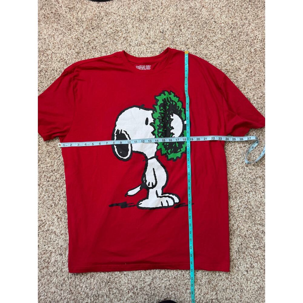 Peanuts Snoopy Christmas Wreath Red T-Shirt Mens 3XL Graphic Tee Holiday - Picture 6 of 7